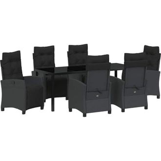 vidaXL Conjunto De Comedor De Jard&iacute;n 7 Pcs Negro Rat&aacute;n Sint&eacute;tico Vidaxl