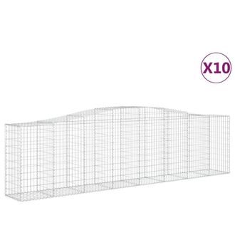 Berkfield Home Arched Gabion Baskets 10 pcs 400x50x100/120 cm Galvanised Iron in Silver