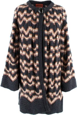 Missoni Grey and Pink Striped Longline Knitted Cardigan Size XS