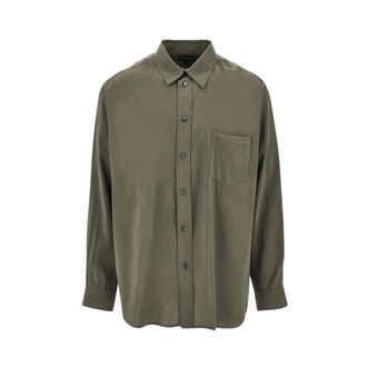 Emporio Armani Viscose overhemd met zijdezachte touch - Heren - Overhemden - Groen - Maat: XL Zijde
