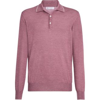 Brunello Cucinelli Lightweight knit Polo in Coral at Nordstrom, Size 52 It