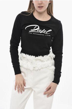Diesel Crewneck Sweatshirt F-SLIMMY Cropped Fit With Embossed Logo size Xxs