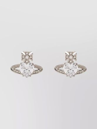 Vivienne Westwood pair crystal heart earrings