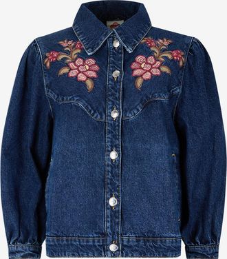 Farm Rio Kurze Jeansjacke mit Blumenstickereien