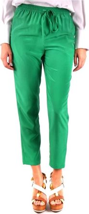 Red Valentino Groene hoog getailleerde sportieve broek - Dames - Slim Fit Broeken - Groen - XS - Leer - Broeken