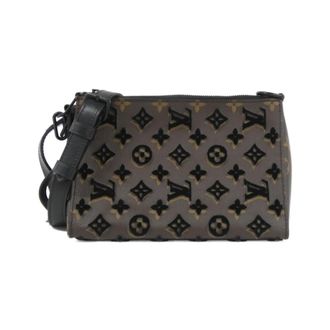 Louis Vuitton Black Brown Dark Brown Coated Canvas Shoulder Bag (Pre-Owned)