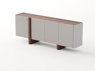 Pondecor Interiorismo Aparador de 4 puertas batientes crema mate y nogal 200x43x75cm