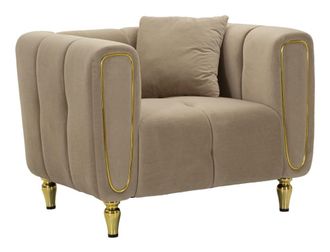 Mauro Ferretti Sill&oacute;n de metal dorado y terciopelo con coj&iacute;n cm 97x81x72