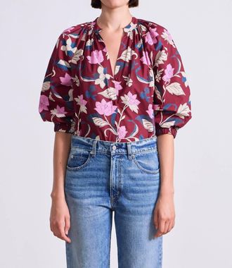 Apiece Apart Messina Top In Essa Floral Merlot
