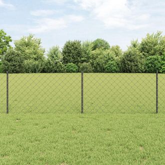 Berkfield Home Chain Link Fence with 22 U Posts Grey 0.6x25 m Steel