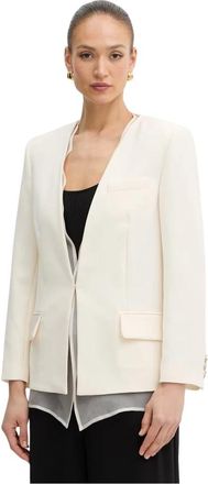 Simona Corsellini Rechte Blazer - Dames - Blazers - Beige - M - Polyester - Jassen