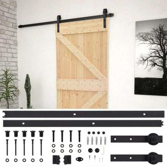 vidaXL Vidaxl - Puerta Corredera Con Herrajes Madera Maciza De Pino 90x210 Cm
