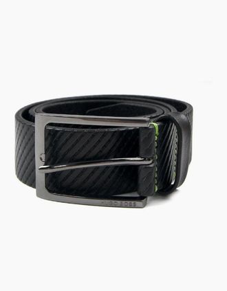 HUGO BOSS Mens Hugo Boss Titching Belt Black/Green - Size: 110CM