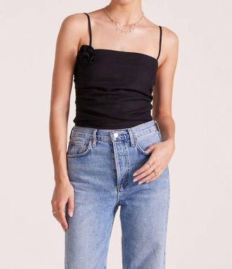 bobi Rose Linen Tube Top In Black