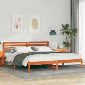 vidaXL Estructura De Cama Con Cabecera Marr&oacute;n Cera 200 X 200 Cm Vidaxl