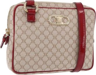 Celine Pre-owned Vintage Macadam Canvas Shoulder Bag - unisex - Vintage Schoudertas - Beige - ONE Size - Leer - Vintage