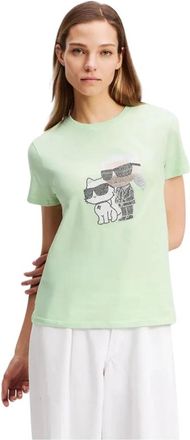 Karl Lagerfeld Tops, Dames, Groen, S, Katoen, Ikon RS T-shirt
