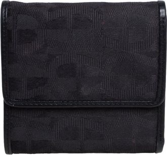 Aigner Black Canvas And Leather Trim Trifold Wallet