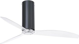 Netlighting Tube Shiny Black Transparent Ceiling Fan With DC Motor Smart Remote Included