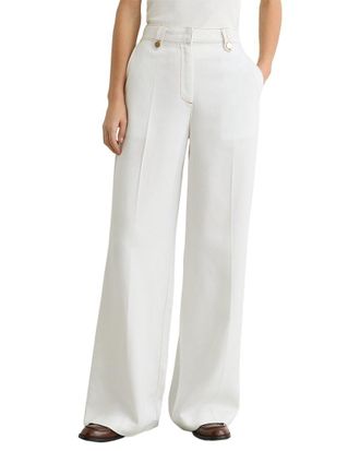 Reiss Kaia Lyocell Topstitched Wide Leg Trouser