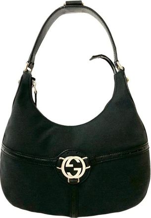 Gucci Pre-owned Shoulder Bags, female, Black, Size: ONE SIZE Pre-owned Canvas Shoulder Bag