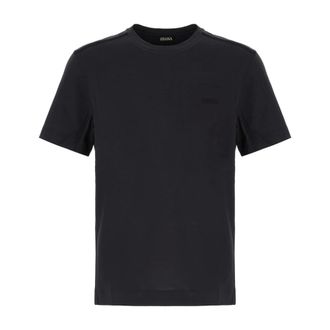 Ermenegildo Zegna T-Shirts, male, Blue, Size: 2XL Embroidered Logo T-shirt