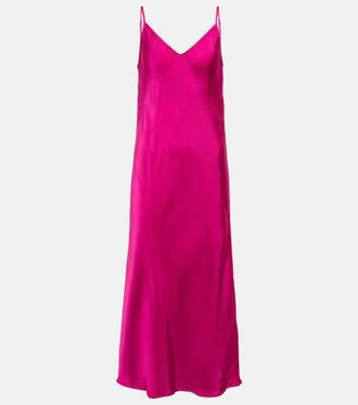 Velvet Poppy slip midi dress