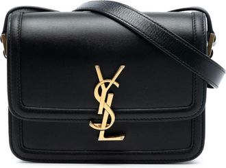 Saint Laurent Pre-owned Cross Body Bags, female, Black, Size: ONE SIZE Pre-owned Leather Monogramme Flap Bag