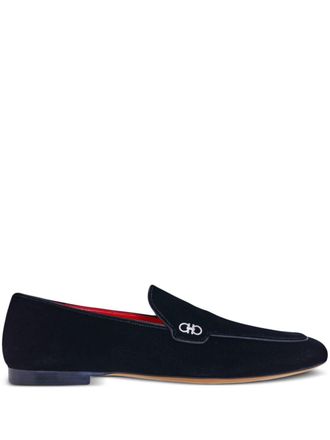 Ferragamo horsebit-detail velvet loafers - men - Velvet/Fabric/Fabric/Rubber - 7 - Black