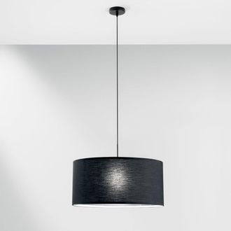 Luce-Ambiente-Design Metal Suspension Lamp with Black Fabric Diffuser 150x53 cm