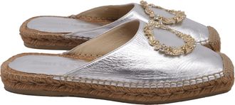 Jimmy Choo London Nadene Flat Espadrilles in Silver Leather