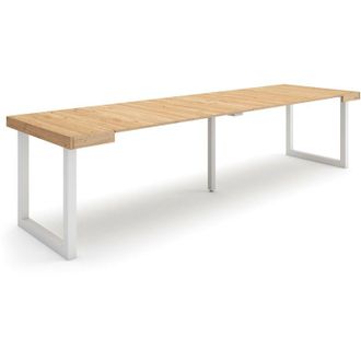 Skraut Home Mesa Consola Extensible, Mesa Comedor Plegable, 300, Para 14 Comensales, Patas Madera Maciza, Estilo Moderno, Roble - Skraut Home