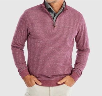 Johnnie-O Skiles Quarter Zip Pullover In Currant