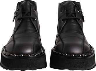 Dolce & Gabbana Black Leather Lace Up Ankle Boots Mens Shoes