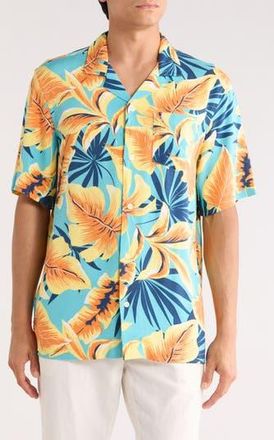 Original Penguin Tropical Print Camp Shirt in Aquarelle at Nordstrom Rack, Size Xx-Large