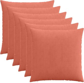 vidaXL Funda De Almohada 6 Pcs Heerlen Rojo Naranja 55 X 55 Cm Pana Vidaxl