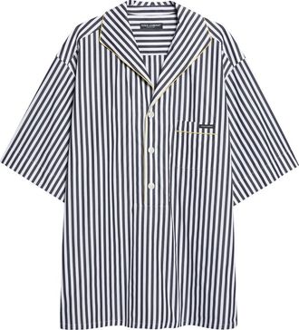 Dolce & Gabbana Stripe Cotton & Silk Poplin Pajama Shirt in S8057 Rigato at Nordstrom, Size 40
