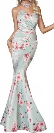 Portia & Scarlett Sweatheart Floral Gown In Mint Multi