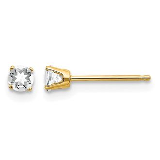 Diamond2Deal 14k Yellow Gold 3mm White Topaz Stud Earrings