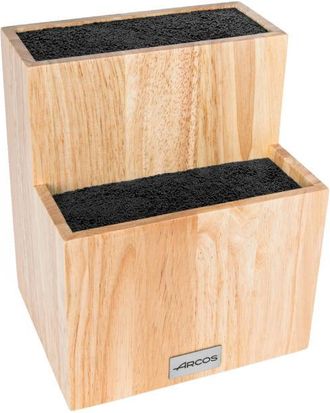 Arcos Bloque Universal Para Cuchillos Hasta 11 Y 21 Cm - Madera De Caucho Y Fibras De Caucho - 225x185x150 Mm - Extraible - Marr&oacute;n - Marron - Arcos