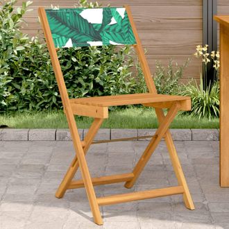 vidaXL Sillas De Bistr&oacute; 2 Uds Madera Acacia Y Tela Estampado De Hojas Vidaxl