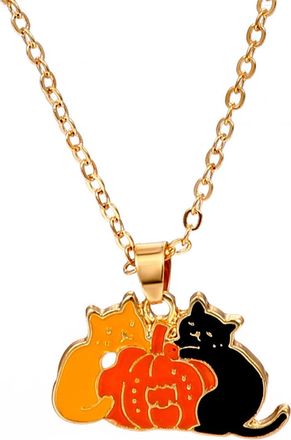 Generic Cartoon Dripping Cat Necklace Metal Collarbone Chain Halloween Jewelry For Men And Women Pendant for (A, One Size)