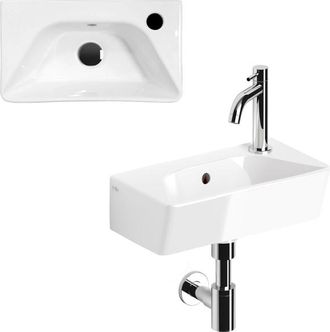 Clou InBe Fonteinset - 40.5x22.5x11cm - met kraan - met waste - met sifon - wit keramiek - chroom