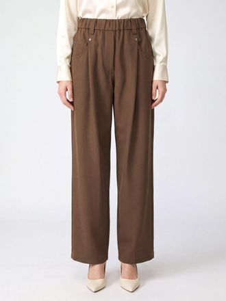 Brunello Cucinelli Wide Leg Viscose and Silk Trousers with Monili Detail