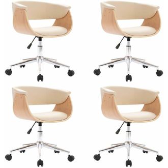 vidaXL Sillas De Comedor Giratorias 4 Unidades Cuero Sint&eacute;tico Crema Vidaxl