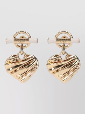 Chlo&eacute; heart drop textured design earrings