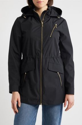 Michael Kors Zip Front Jacket with Removable Hood in Black at Nordstrom, Size Xx-Large