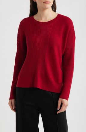 Eileen Fisher Merino Wool Crewneck Sweater in Ruby at Nordstrom, Size Xx-Small