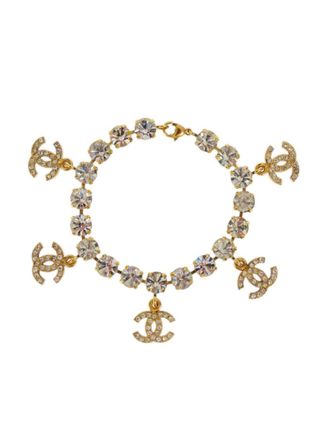 Chanel 1996 CC rhinestone-embellished bracelet - Gold
