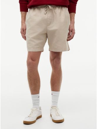 Tommy Hilfiger Mens Regular Fit 7 Cotton-Linen Blend Short - Beige - XXXL